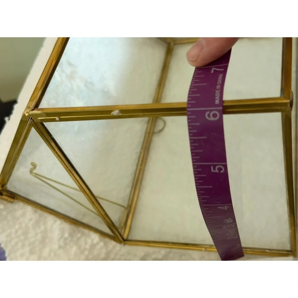 NIB Brass Glass House Terrarium Wedding Card Box Keepsake Large Display Case